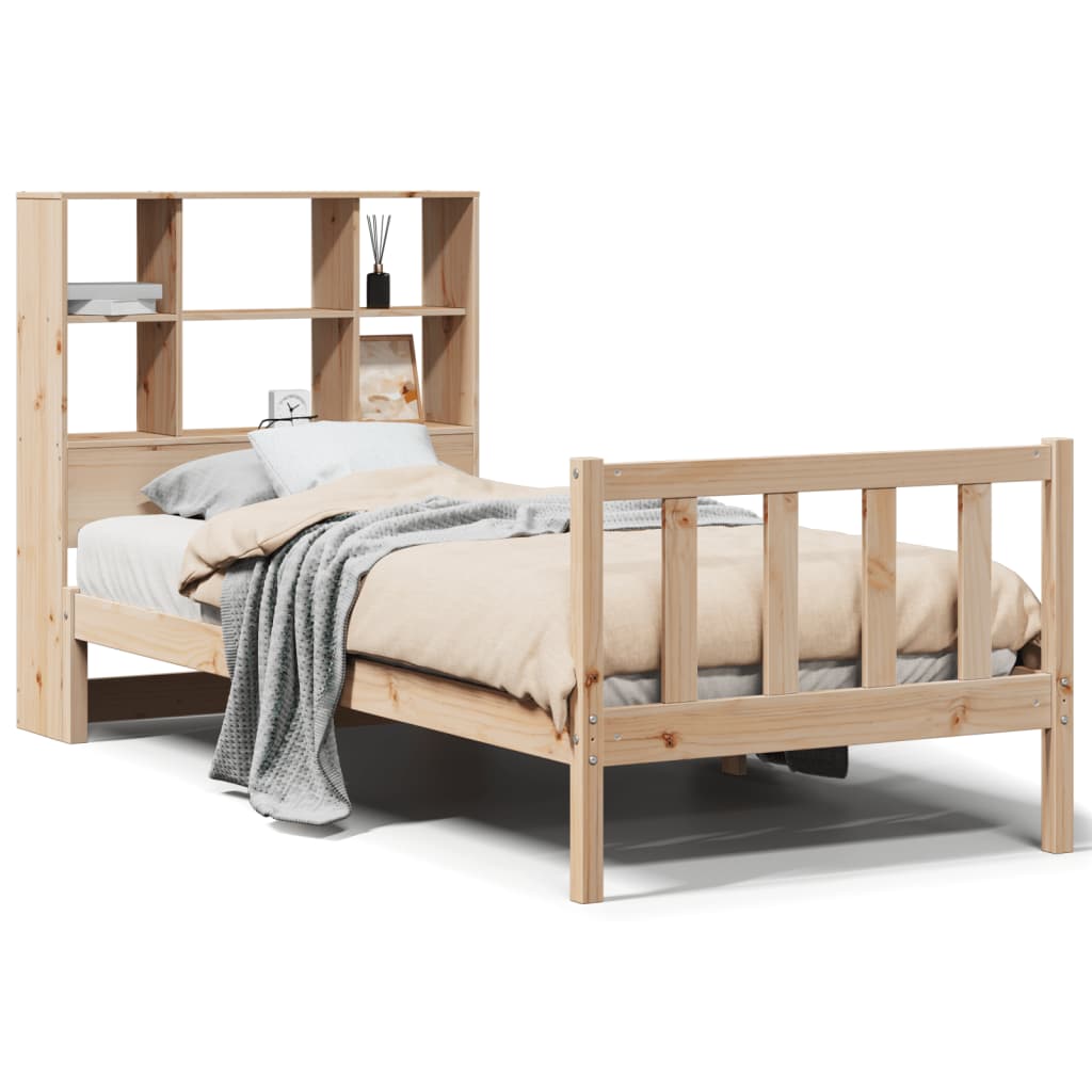 Letto Libreria senza Materasso 90x200 cm Legno Massello Pino - homemem39