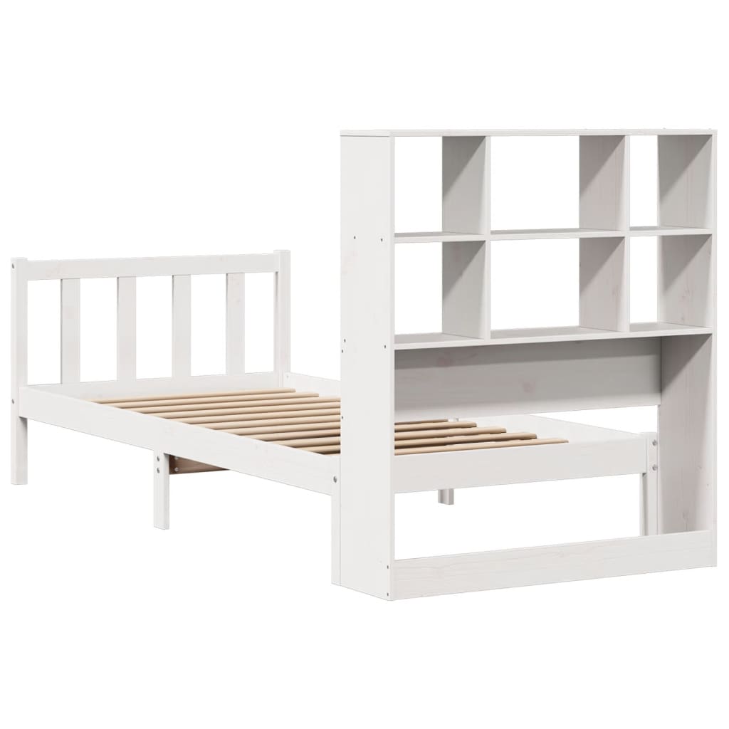 Letto Libreria senza Materasso Bianco 100x200 cm Legno di Pino