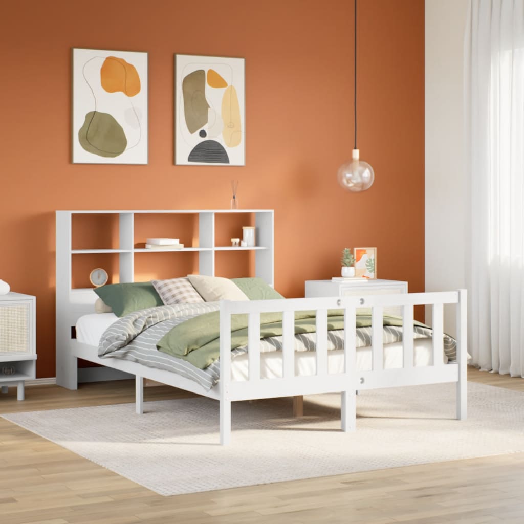 Letto Libreria senza Materasso Bianco 140x200 cm Legno di Pino