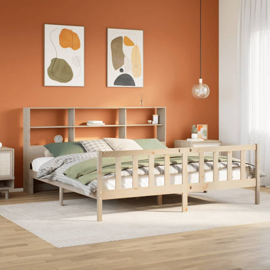 Letto Libreria senza Materasso 180x200 cm in Legno di Pino