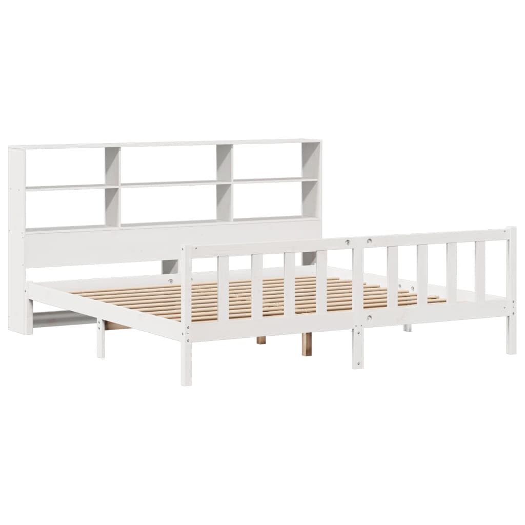 Letto Libreria senza Materasso Bianco 200x200 cm Legno di Pino