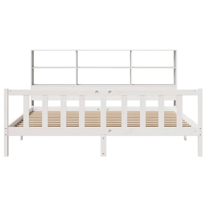 Letto Libreria senza Materasso Bianco 200x200 cm Legno di Pino