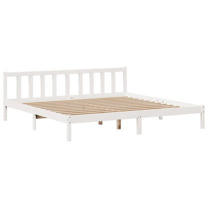 Letto Libreria senza Materasso Bianco 200x200 cm Legno di Pino