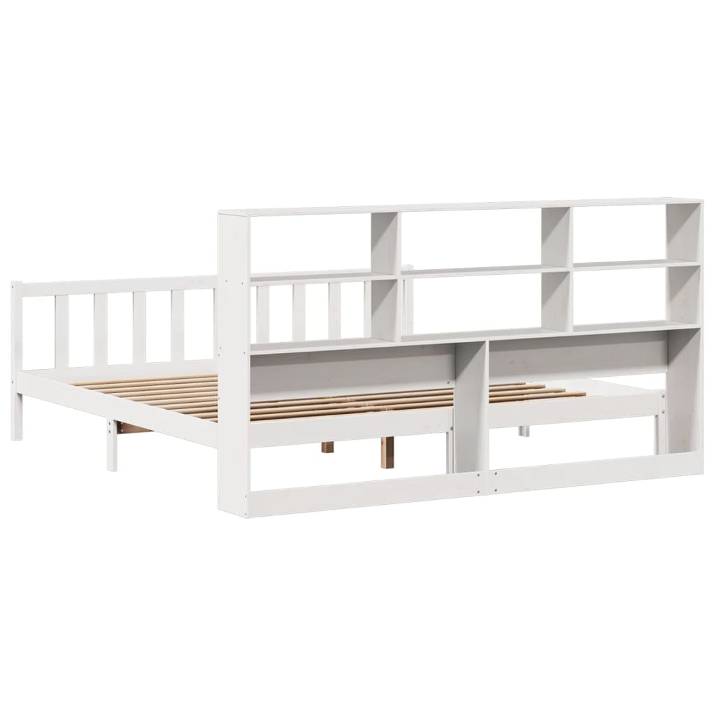 Letto Libreria senza Materasso Bianco 200x200 cm Legno di Pino