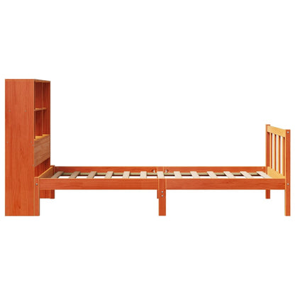 Letto Libreria senza Materasso Marrone Cera 75x190 cm in Pino