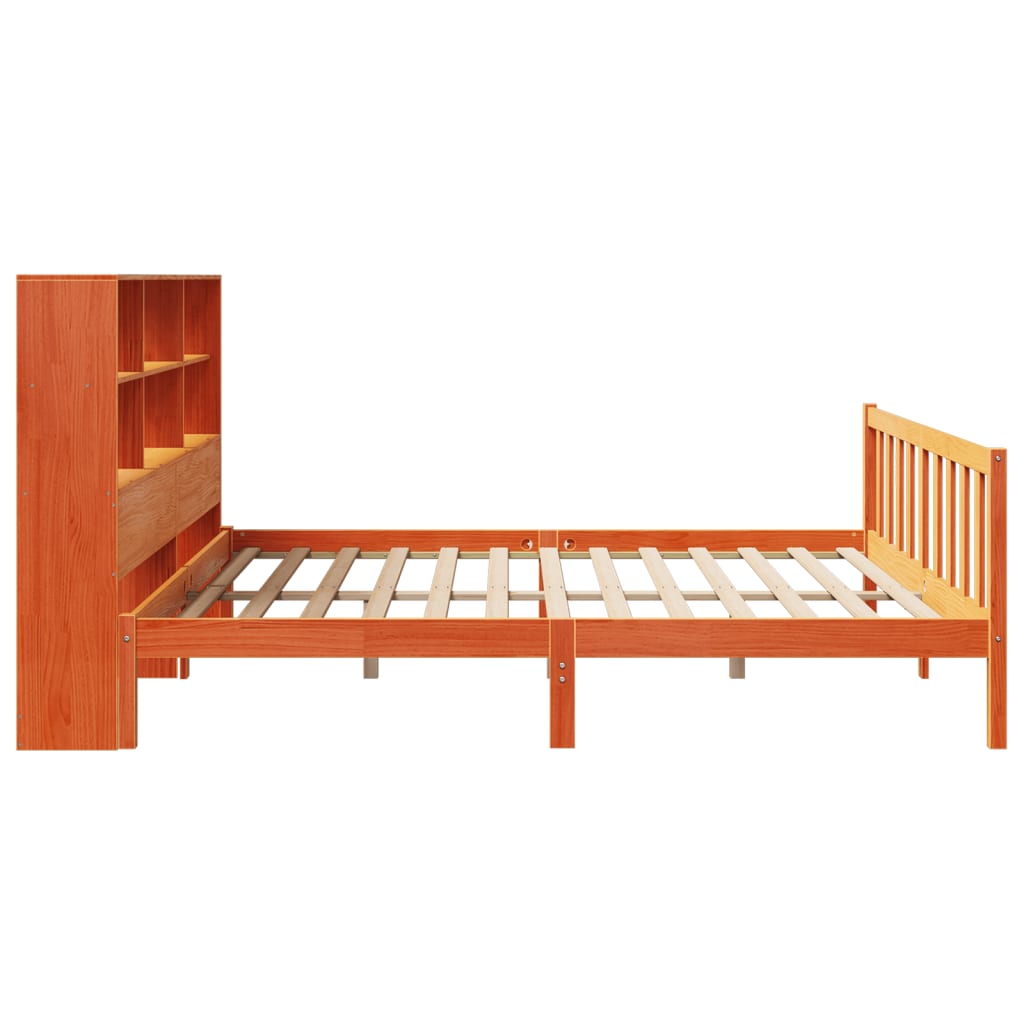 Letto Libreria senza Materasso Marrone Cera 180x200 cm in Pino