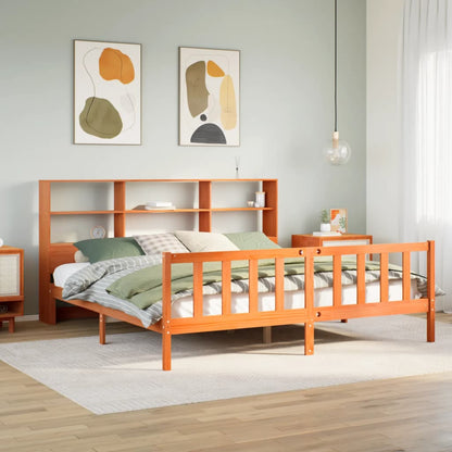 Letto Libreria senza Materasso Marrone Cera 180x200 cm in Pino