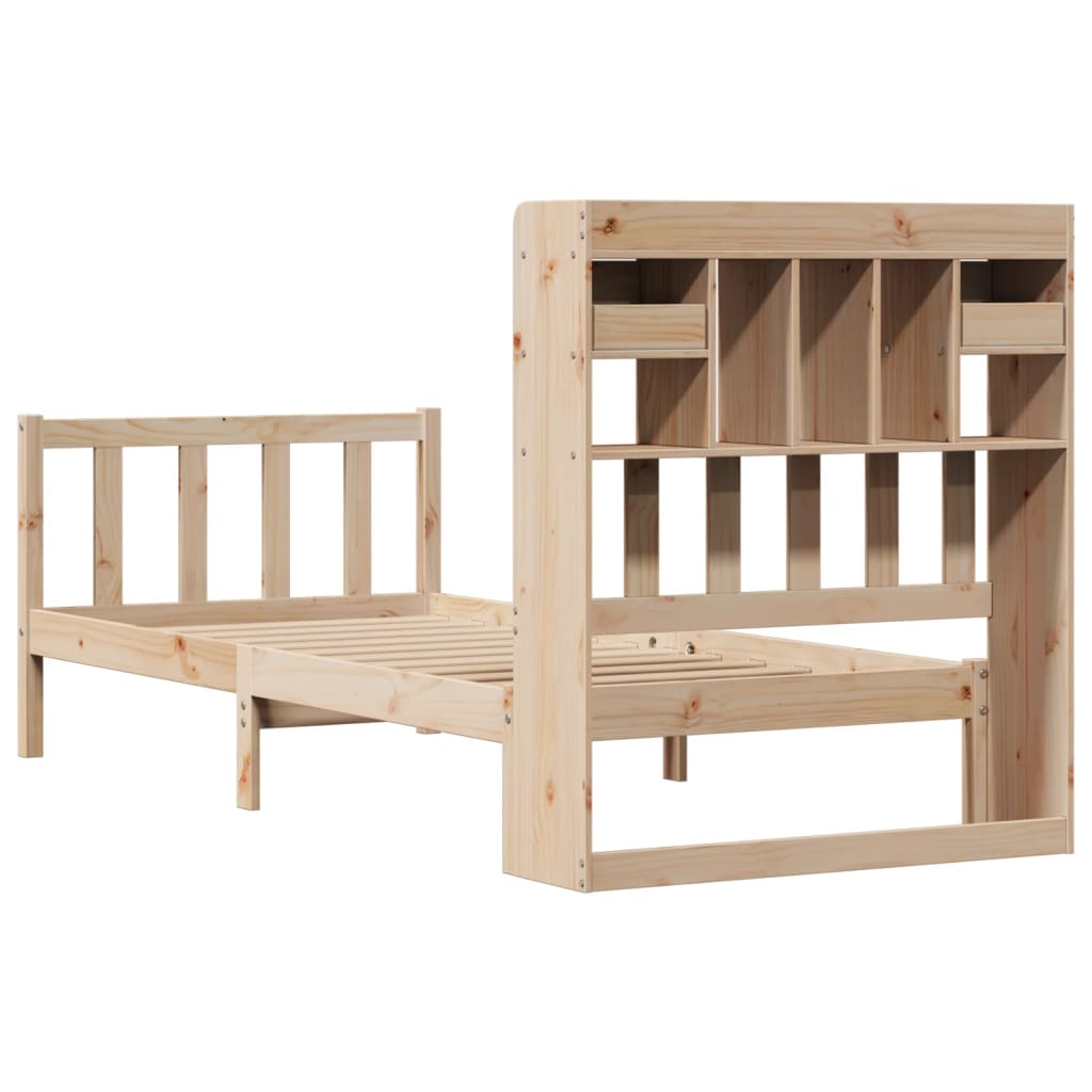 Letto Libreria senza Materasso 90x190 cm Legno Massello Pino