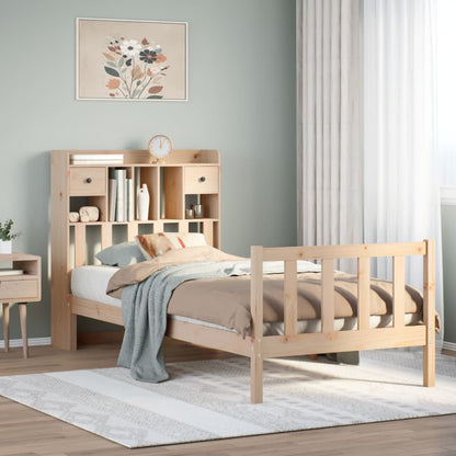 Letto Libreria senza Materasso 90x190 cm Legno Massello Pino