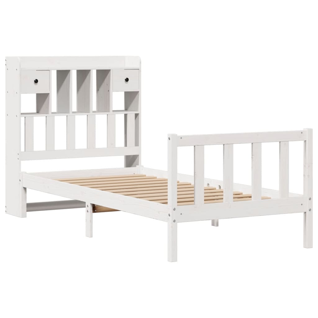 Letto Libreria senza Materasso Bianco 90x190 cm Massello Pino - homemem39