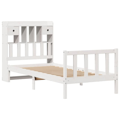 Letto Libreria senza Materasso Bianco 90x190 cm Massello Pino - homemem39