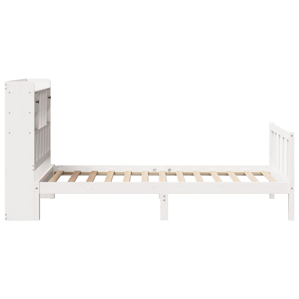 Letto Libreria senza Materasso Bianco 90x190 cm Massello Pino - homemem39