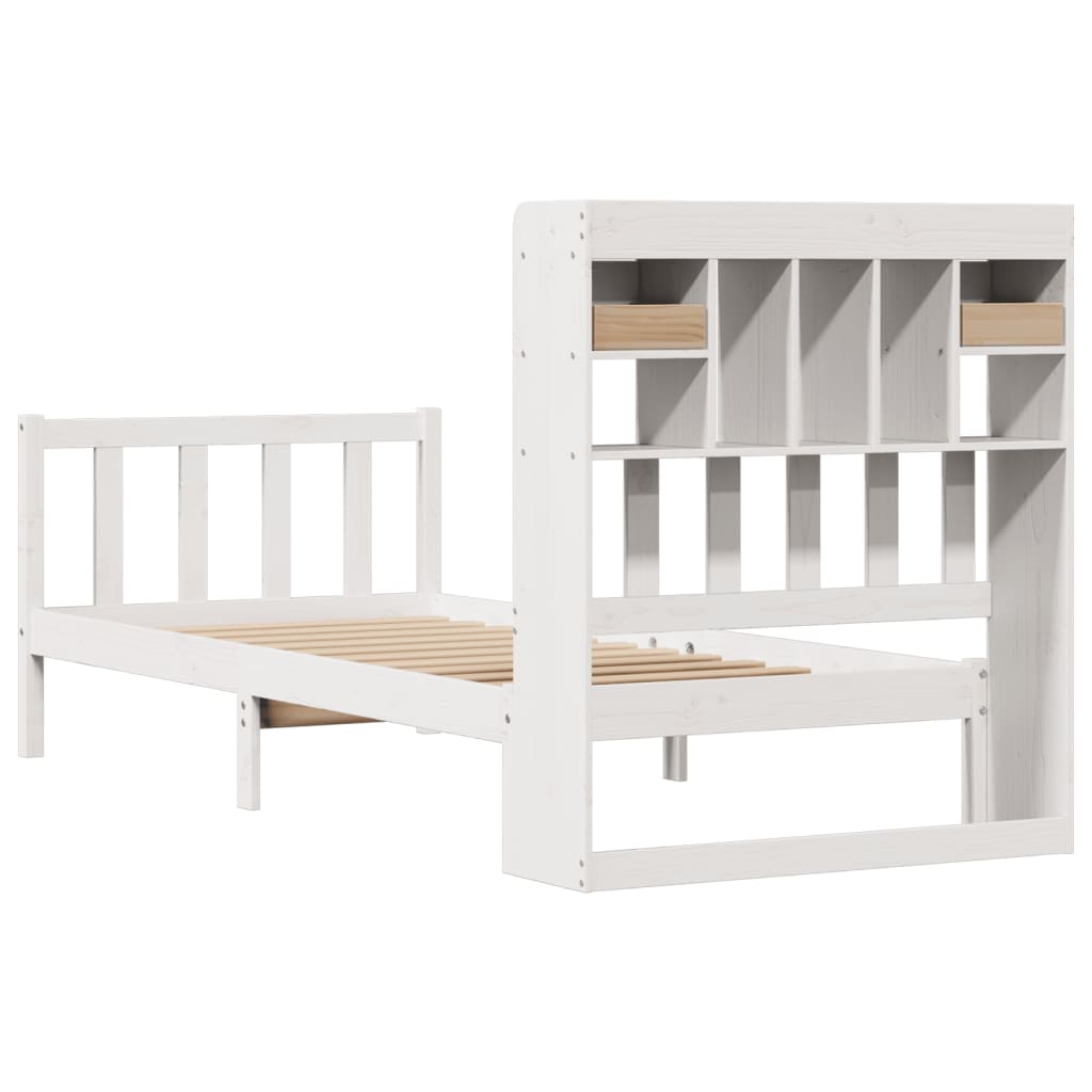 Letto Libreria senza Materasso Bianco 90x190 cm Massello Pino - homemem39