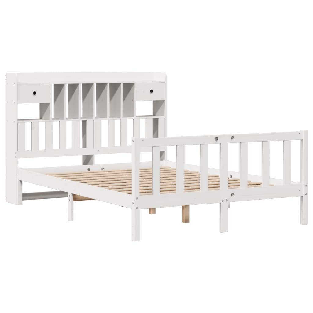 Letto Libreria senza Materasso Bianco 140x190 cm Legno di Pino