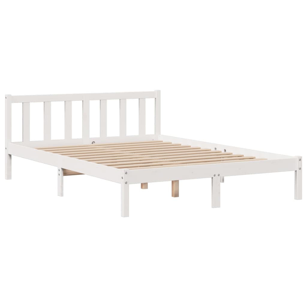 Letto Libreria senza Materasso Bianco 140x190 cm Legno di Pino