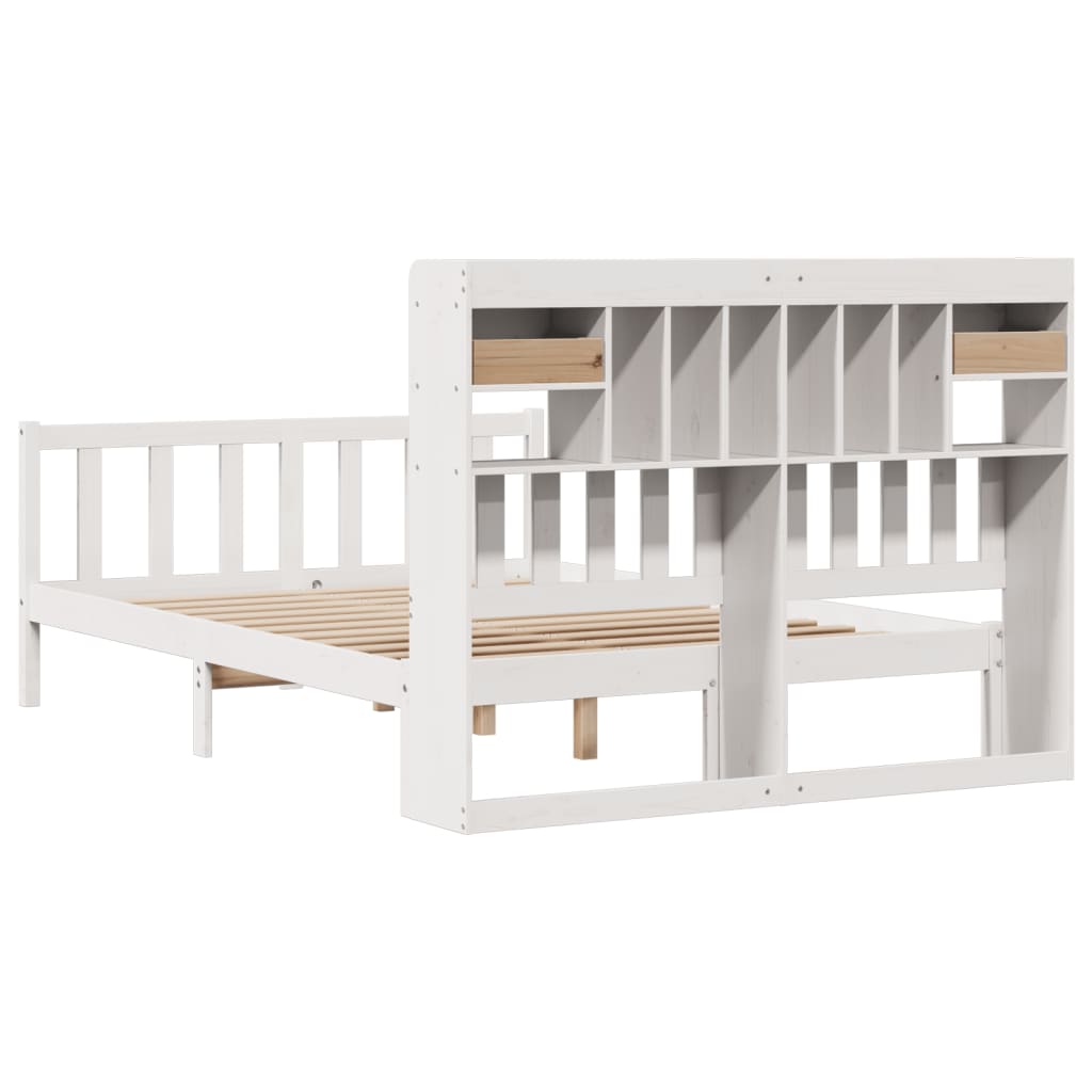 Letto Libreria senza Materasso Bianco 140x190 cm Legno di Pino