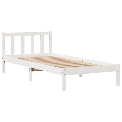 Letto Libreria senza Materasso Bianca 90x200 cm Legno di Pino - homemem39