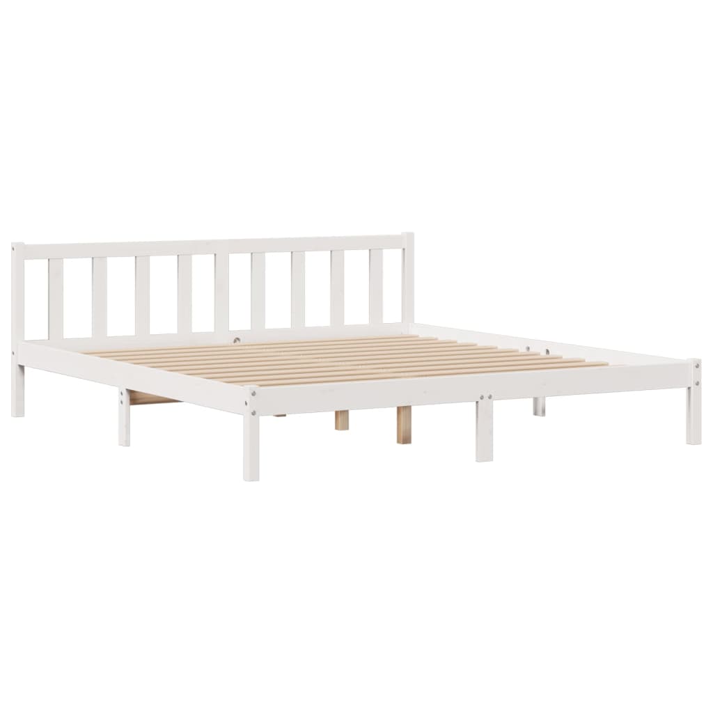 Letto Libreria senza Materasso Bianco 200x200 cm Legno di Pino