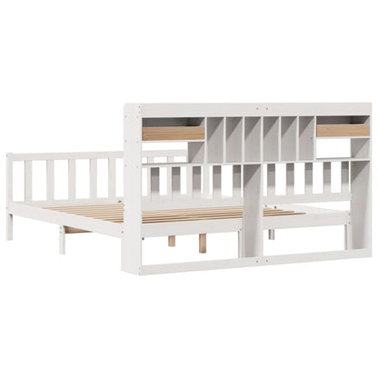 Letto Libreria senza Materasso Bianco 200x200 cm Legno di Pino