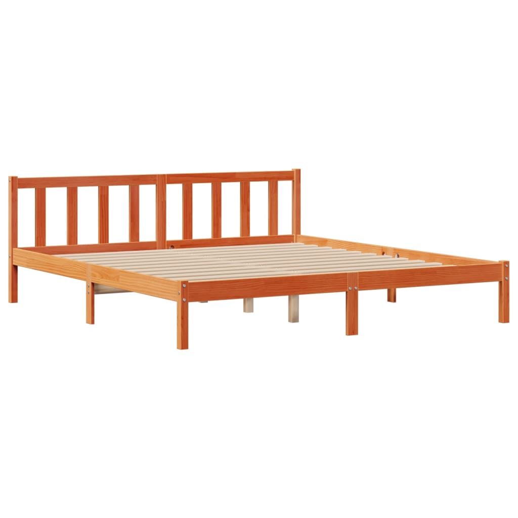 Letto Libreria senza Materasso Marrone Cera 180x200 cm in Pino