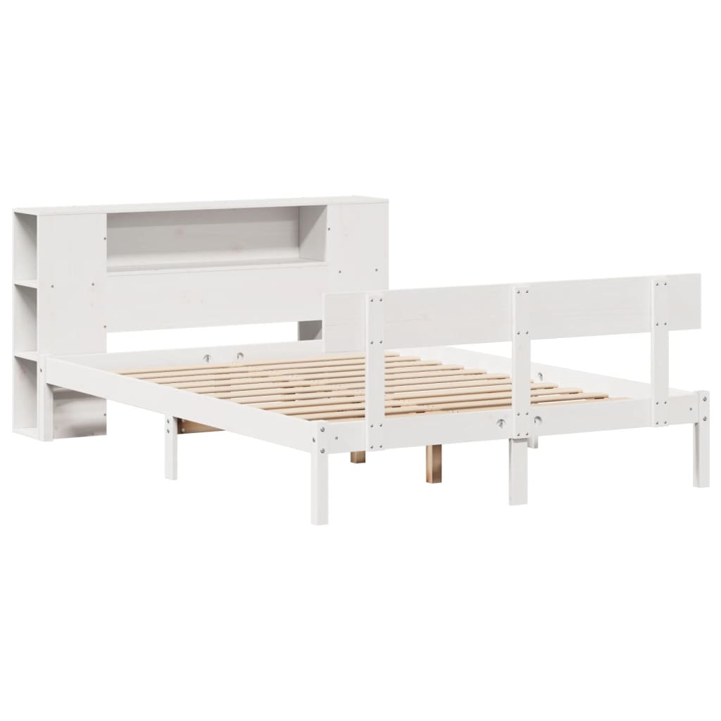 Letto Libreria senza Materasso Bianco 135x190 cm Legno di Pino