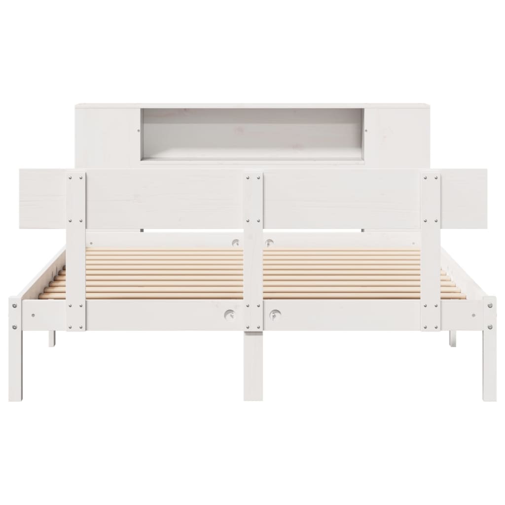 Letto Libreria senza Materasso Bianco 135x190 cm Legno di Pino