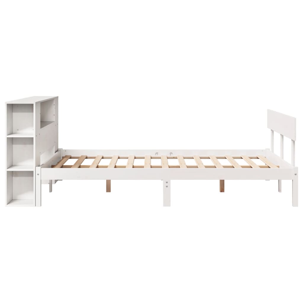 Letto Libreria senza Materasso Bianco 140x190 cm Legno di Pino - homemem39