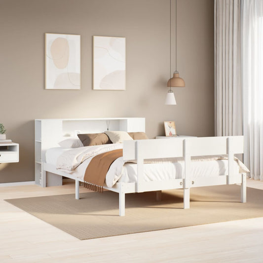 Letto Libreria senza Materasso Bianco 140x190 cm Legno di Pino - homemem39