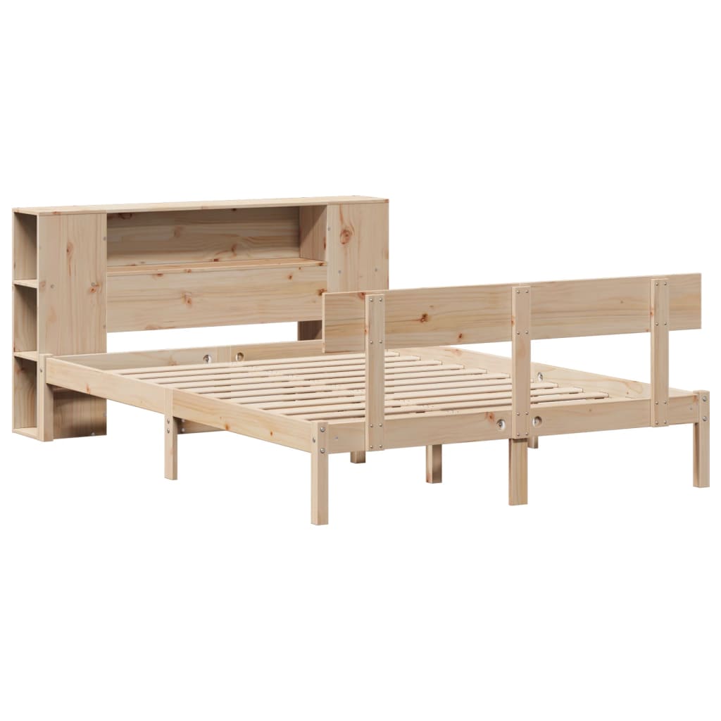 Letto Libreria senza Materasso 120x200cm Legno Massello di Pino - homemem39