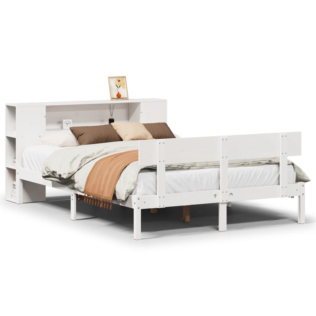 Letto Libreria senza Materasso Bianco 150x200 cm Legno di Pino