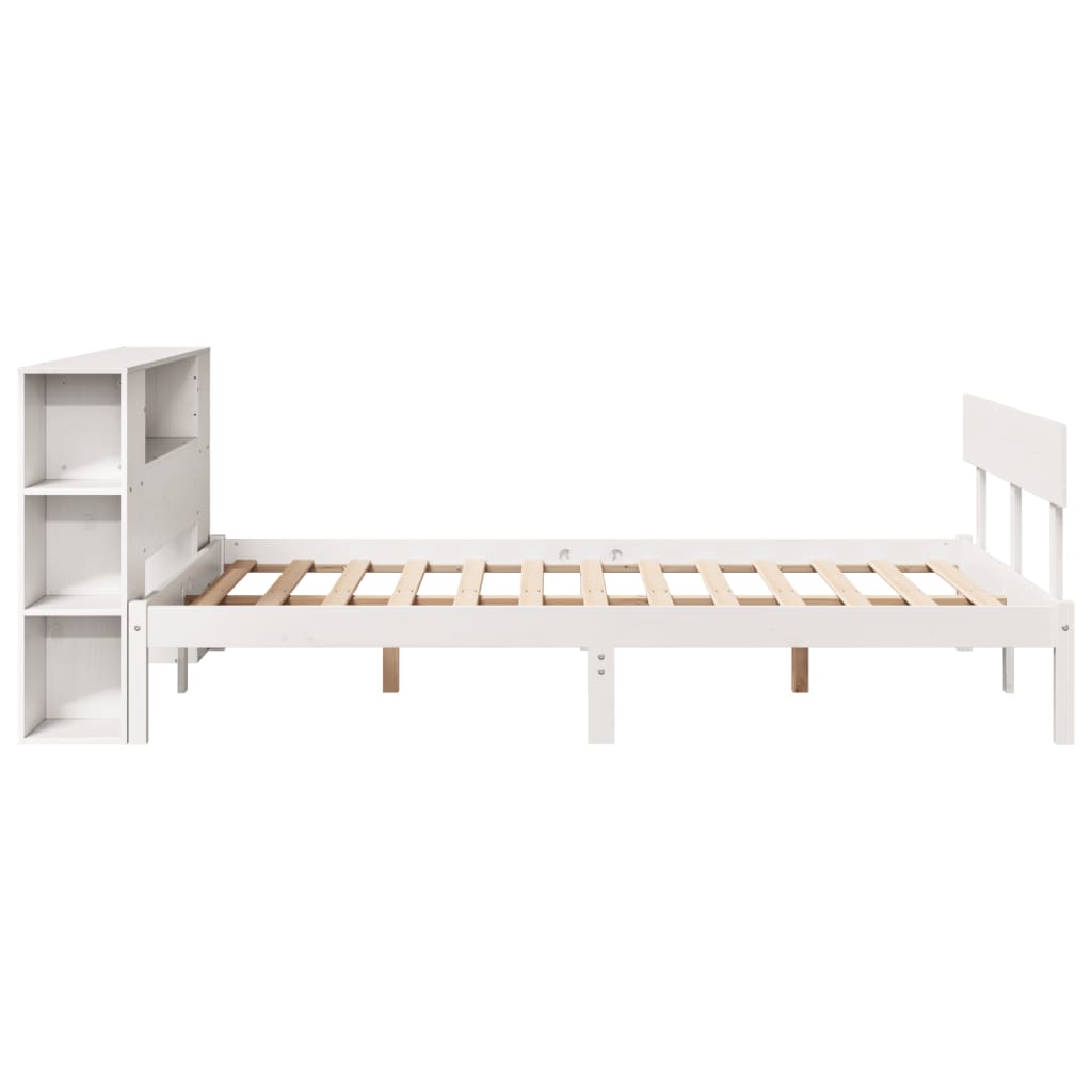 Letto Libreria senza Materasso Bianco 160x200 cm Legno di Pino