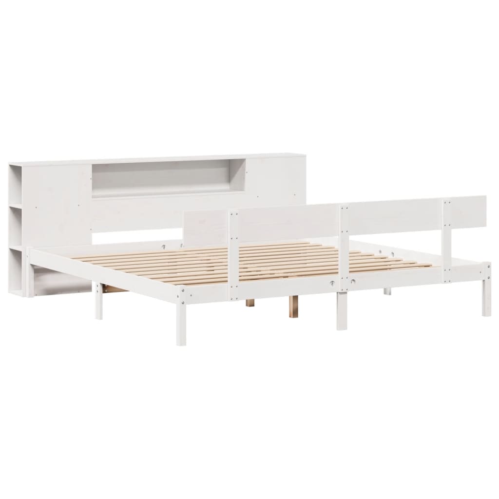 Letto Libreria senza Materasso Bianco 200x200 cm Legno di Pino