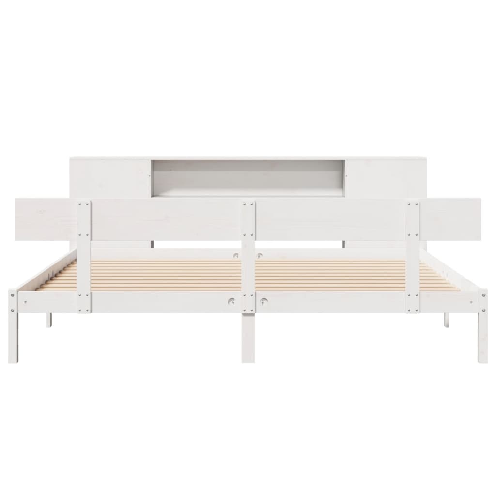 Letto Libreria senza Materasso Bianco 200x200 cm Legno di Pino