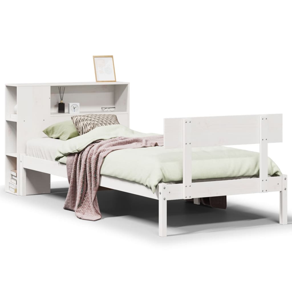 Letto con Libreria senza Materasso 75x190 cm in Legno Pino - homemem39