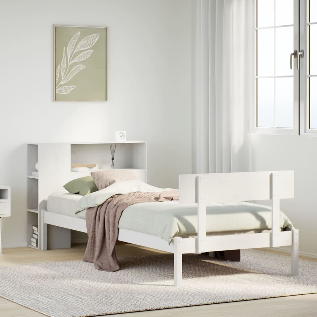 Letto con Libreria senza Materasso 75x190 cm in Legno Pino - homemem39