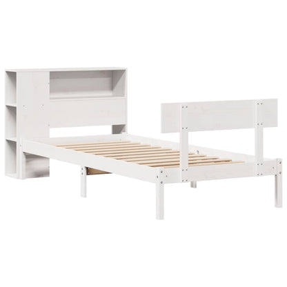 Letto Libreria senza Materasso Bianco 90x190 cm Massello Pino