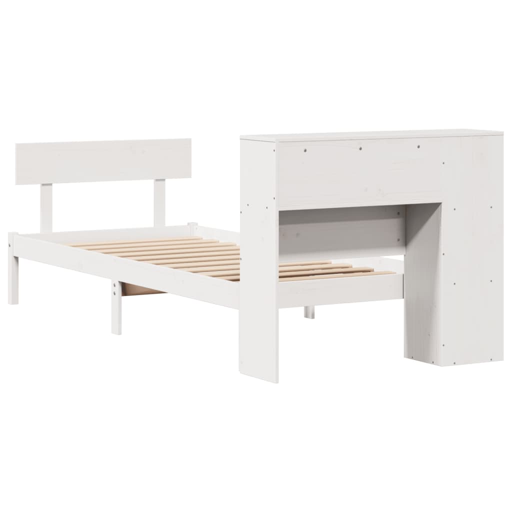 Letto Libreria senza Materasso Bianco 90x190 cm Massello Pino
