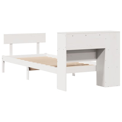 Letto Libreria senza Materasso Bianco 90x190 cm Massello Pino