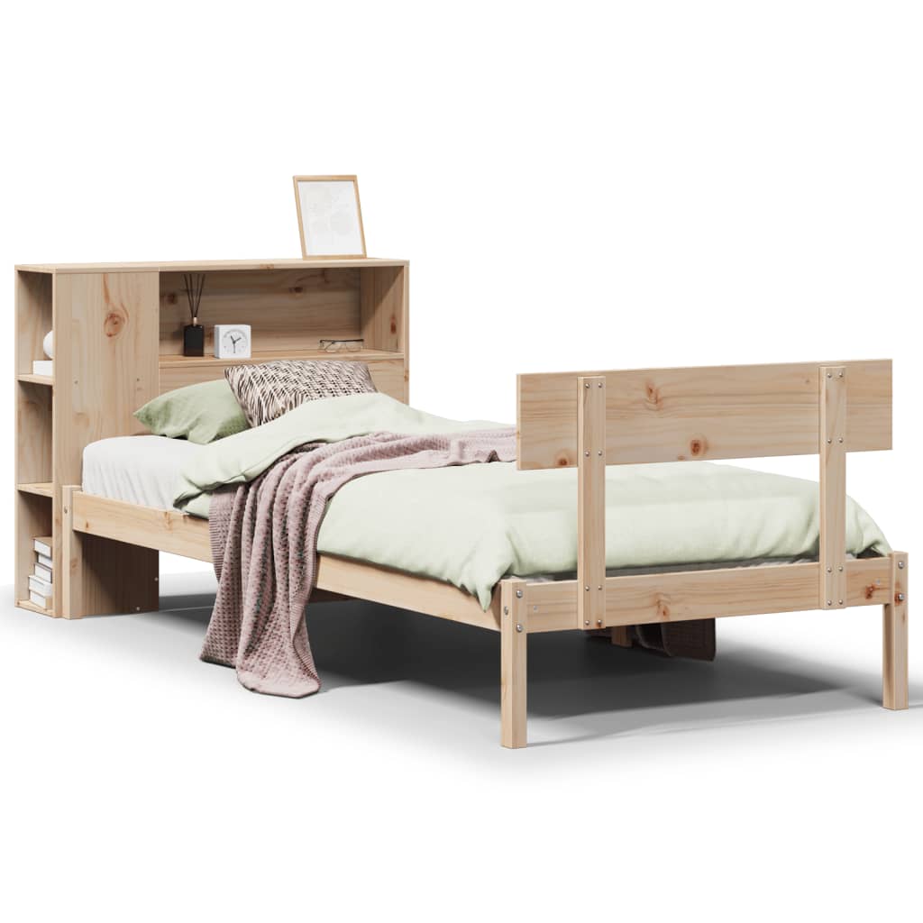 Letto Libreria senza Materasso 90x200 cm Legno Massello Pino - homemem39