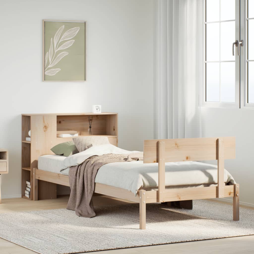 Letto Libreria senza Materasso 90x200 cm Legno Massello Pino - homemem39