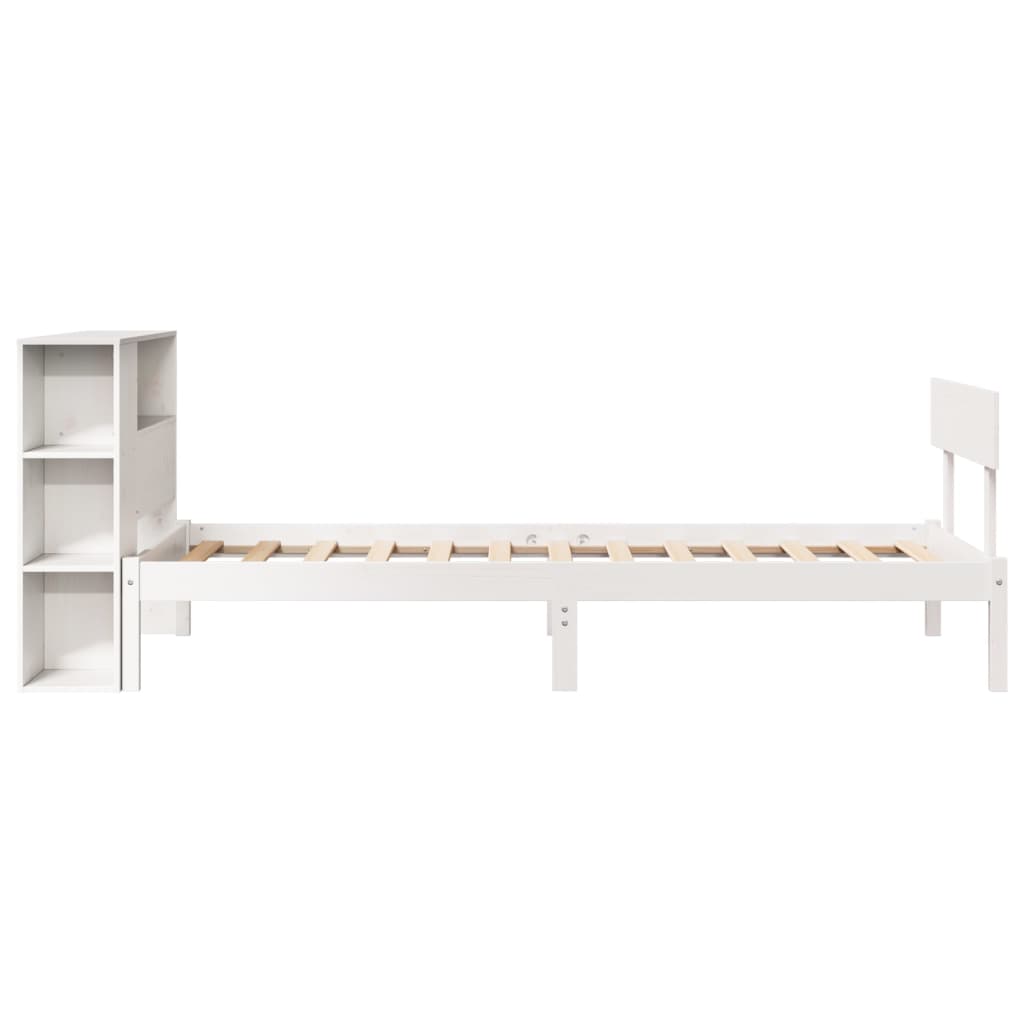 Letto Libreria senza Materasso Bianca 90x200 cm Legno di Pino