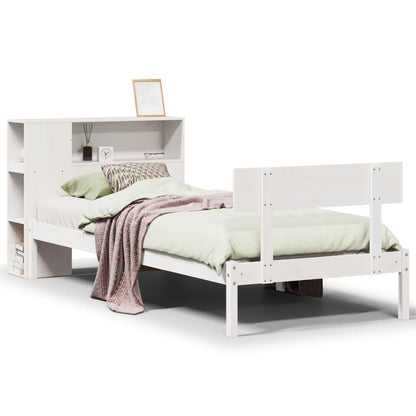 Letto Libreria senza Materasso Bianco 100x200 cm Legno di Pino - homemem39
