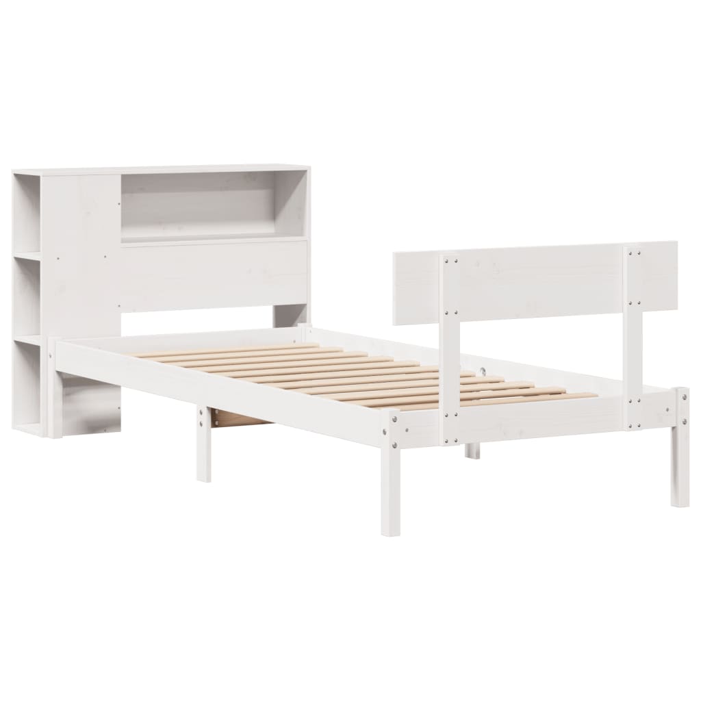 Letto Libreria senza Materasso Bianco 100x200 cm Legno di Pino - homemem39