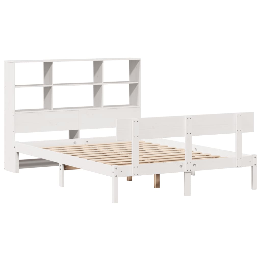 Letto Libreria senza Materasso Bianco 135x190 cm Legno di Pino