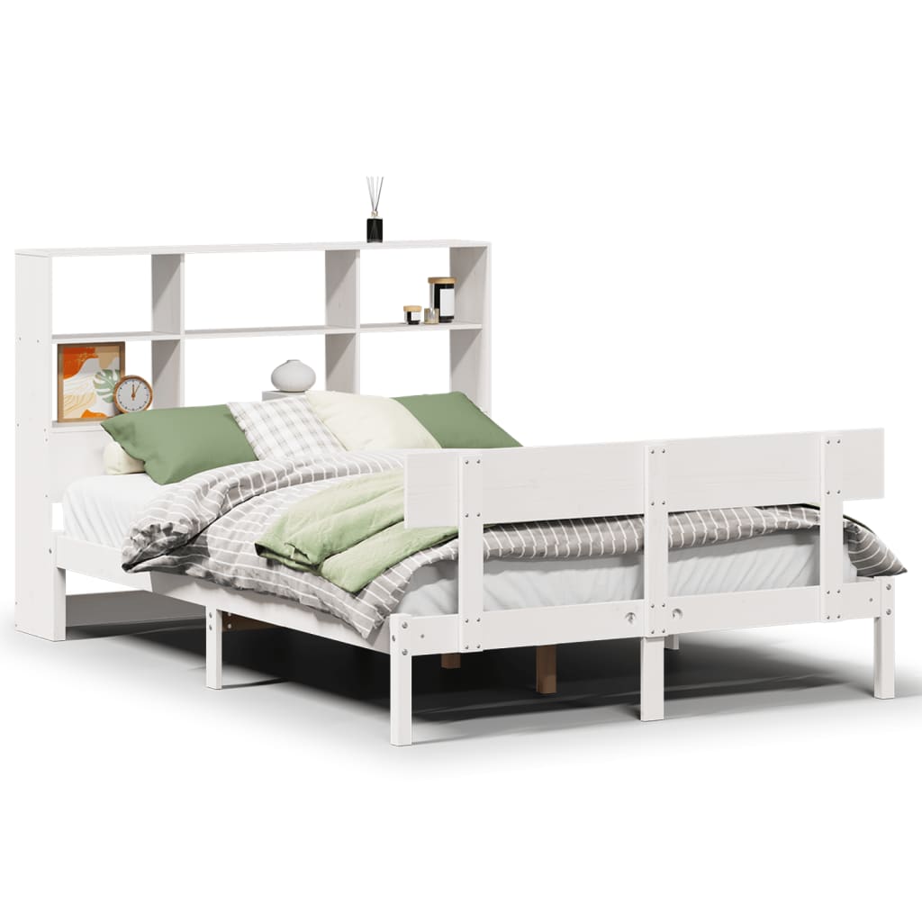 Letto Libreria senza Materasso Bianco 140x190 cm Legno di Pino