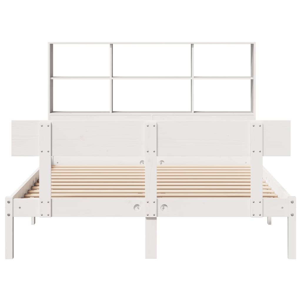 Letto Libreria senza Materasso Bianco 140x190 cm Legno di Pino