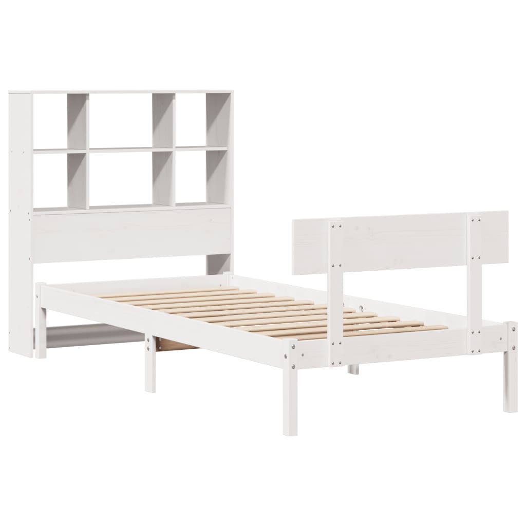 Letto Libreria senza Materasso Bianco 100x200 cm Legno di Pino