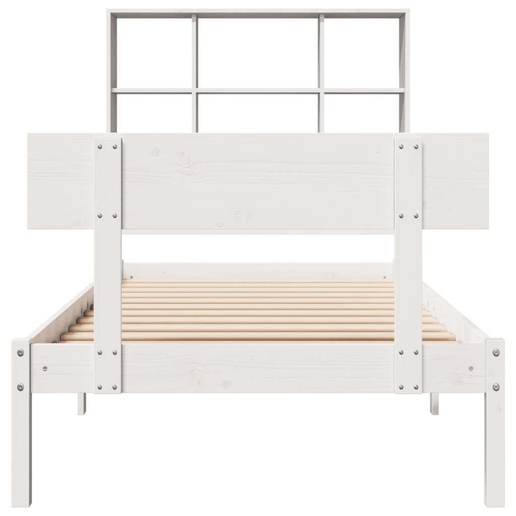 Letto Libreria senza Materasso Bianco 100x200 cm Legno di Pino