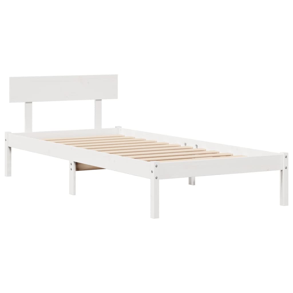 Letto Libreria senza Materasso Bianco 100x200 cm Legno di Pino