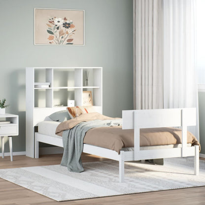 Letto Libreria senza Materasso Bianco 100x200 cm Legno di Pino